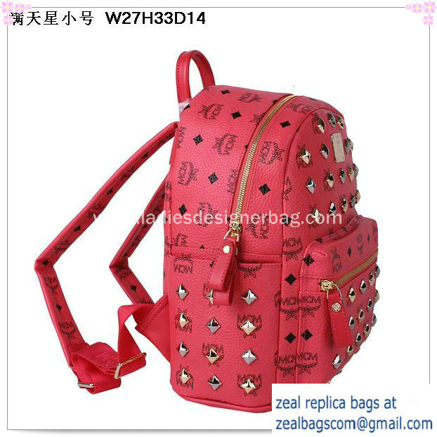 High Quality Replica MCM Stark Studded Small Backpack MC2089S Light Red